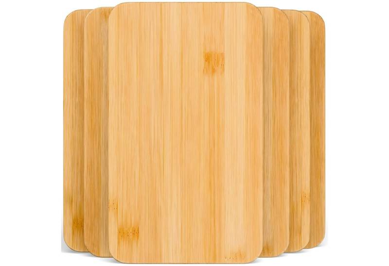 Blumtal Schneidebrett Frühstücksbrettchen 6er Set aus Bambus - 22x14x0,8 cm, Frühstücksbretter Holz, antibakterielles Holzbrettchen von Blumtal