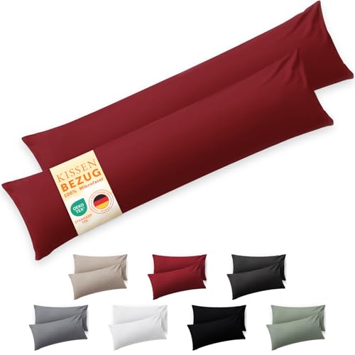Blumtal Kissenbezug Seitenschläfer - 40 x 145cm, 2 Stück - Oeko-TEX zert. Seitenschläfer Kissenbezüge mit umgeschlagenem Rand extra weich & waschmaschinenfest - Kopfkissen - Bezug Kissen - Rot Blumtal Kissenbezug Seitenschläfer - 40 x 145cm, 2 Stück - Oeko-TEX zert. Seitenschläfer Kissenbezüge mit umgeschlagenem Rand extra weich & waschmaschinenfest - Kopfkissen - Bezug Kissen - Rot von Blumtal