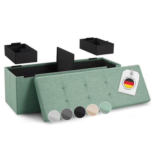 Blumtal Sitzbank mit Stauraum + 2 extra Boxen - Truhenbank mit Stauraum 110x38x38 cm - Sitztruhe mit Stauraum - Bettkasten mit Stauraum - Aufbewahrungsbox mit Deckel groß - Sitztruhen Türkis hell von Blumtal