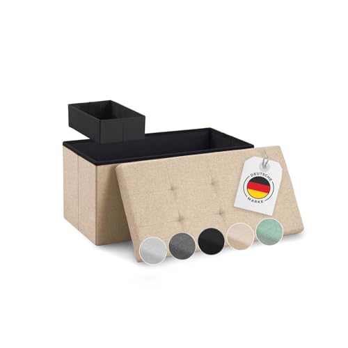 Blumtal Sitzbank mit Stauraum + extra Box - Truhenbank mit Stauraum 76x38x38 cm - Sitztruhe mit Stauraum - Bequemer Hocker mit Stauraum - Aufbewahrungsboxen - Sitzbank klein - bequeme Sitzbox in Beige Blumtal Sitzbank mit Stauraum + extra Box - Truhenbank mit Stauraum 76x38x38 cm - Sitztruhe mit Stauraum - Bequemer Hocker mit Stauraum - Aufbewahrungsboxen - Sitzbank klein - bequeme Sitzbox in Beige von Blumtal