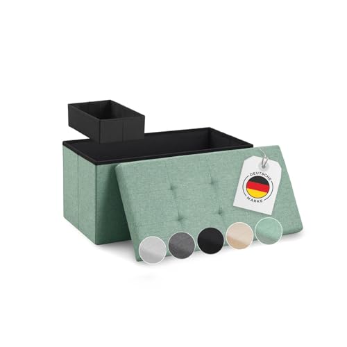 Blumtal Sitzbank mit Stauraum + extra Box - Truhenbank mit Stauraum 76x38x38 cm - Sitztruhe mit Stauraum - Bequemer Hocker mit Stauraum - Aufbewahrungsboxen - Storage Bench - Sitzbox in Türkis hell von Blumtal