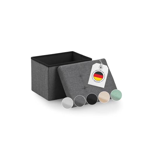 Blumtal Sitzbank mit Stauraum - Truhenbank mit Stauraum 41x31x31 cm - kleine Sitztruhe mit Stauraum - Sitzwürfel - Aufbewahrungsboxen - Sitzbank klein - Polsterhocker - Sitzhocker - Sitzbox Anthrazit von Blumtal