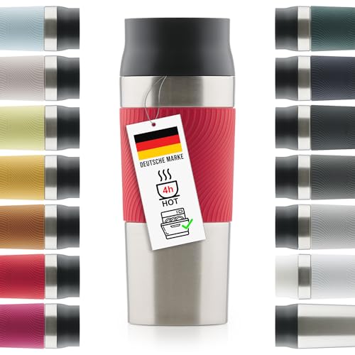 Blumtal Thermobecher 350 ml - Kaffeebecher to go aus Edelstahl - auslaufsicherer Isolierbecher kalt/heiß - Mug mit 360° Trinköffnung - Thermosbecher mit Quick-Press-Verschluss - Coffee Mug - Rot von Blumtal