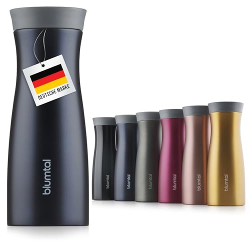 Blumtal Thermobecher 380 ml - Kaffeebecher to go aus Edelstahl - auslaufsicherer Isolierbecher kalt/heiß - Mug mit 360° Trinköffnung - Thermo Kaffeebecher to go + Quick-Press-Verschluss - Dunkelblau Blumtal Thermobecher 380 ml - Kaffeebecher to go aus Edelstahl - auslaufsicherer Isolierbecher kalt/heiß - Mug mit 360° Trinköffnung - Thermo Kaffeebecher to go + Quick-Press-Verschluss - Dunkelblau von Blumtal