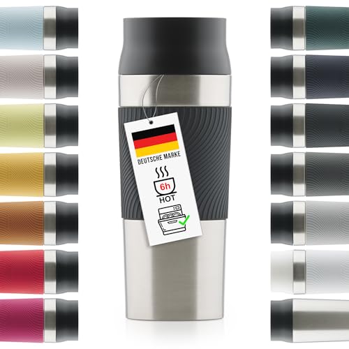 Blumtal Thermobecher 500 ml - Kaffeebecher to go aus Edelstahl - auslaufsicherer Isolierbecher kalt/heiß - Mug mit 360° Trinköffnung - Thermosbecher mit Quick-Press-Verschluss - Coffee Mug - Schwarz von Blumtal