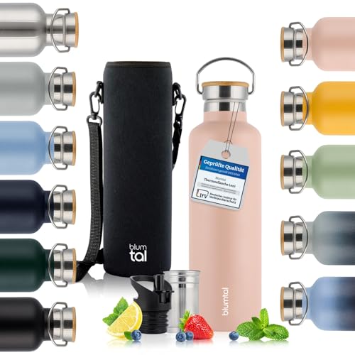 Blumtal Thermosflasche 1L - doppelwandige Trinkflasche 1L Edelstahl - Thermoflasche 1L BPA frei - Edelstahl Trinkflasche 1L - Teeflasche - Trinkflasche Thermo - Sportflasche 1000ml - Mellow Rose von Blumtal
