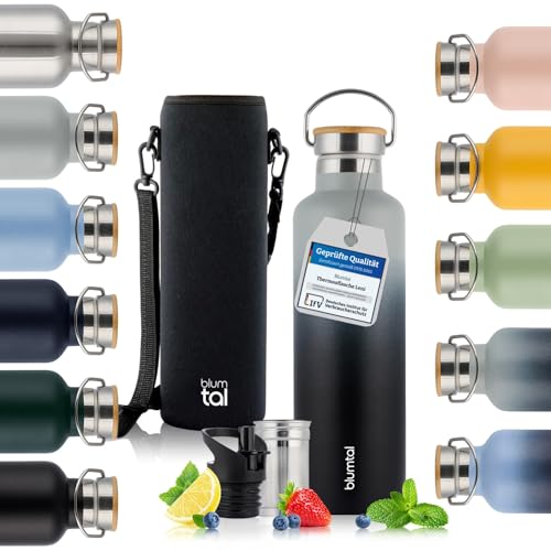 Blumtal Thermosflasche 1L - doppelwandige Trinkflasche Edelstahl 1L - Isolierflasche 1L BPA frei - Edelstahl Trinkflasche 1L/Teeflasche 1L - Trinkflasche Thermo 1L ml - Ultimate Grey & Black von Blumtal