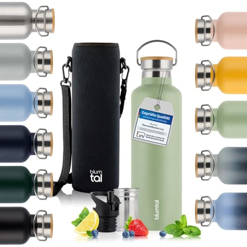 Blumtal Thermosflasche 750ml - doppelwandige Trinkflasche Edelstahl 750ml - Isolierflasche 750ml BPA frei - Edelstahl Trinkflasche/Teeflasche - Trinkflasche Thermo 750ml - Sportflasche - Summer Green von Blumtal