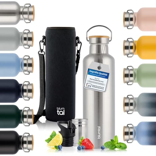 Blumtal Thermosflasche 750ml - doppelwandige Trinkflasche Edelstahl 750ml - Isolierflasche 750ml BPA frei - Edelstahl Trinkflasche - Teeflasche - Trinkflasche Thermo - Sportflasche - Stainless Steel von Blumtal