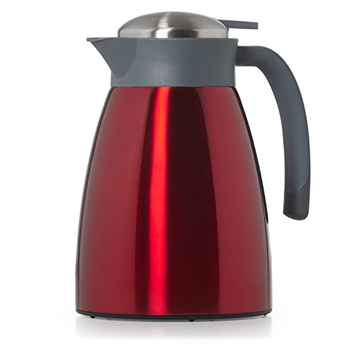 Blumtal Thermoskanne 1l - BPA-freie Teekanne mit Quick Tip Verschluss - auslaufsichere Kaffeekanne thermo für langanhaltende Isolation - Thermoskanne Tee - Kaffeekannen/Tee Thermoskanne Edelstahl Rot von Blumtal