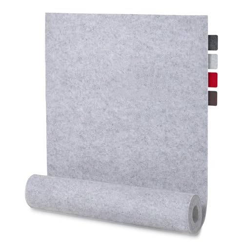 Blumtal Tischläufer Filz Hellgrau 100x30 cm – Elegantes Design Tischband, Tischläufer abwaschbar, formstabil und langlebig- erhältlich in 4 Farben von Blumtal