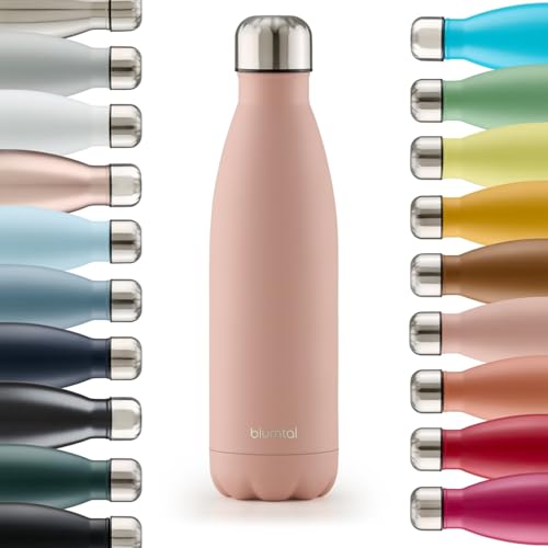 Blumtal® Trinkflasche Edelstahl Charles - Thermosflasche 1000 ml - BPA-freie Thermo Trinkflasche kalt&warm - auslaufsichere Trinkflasche Metall - Edelstahlflasche/Metallflasche - Mellow Rose - Rosa von Blumtal