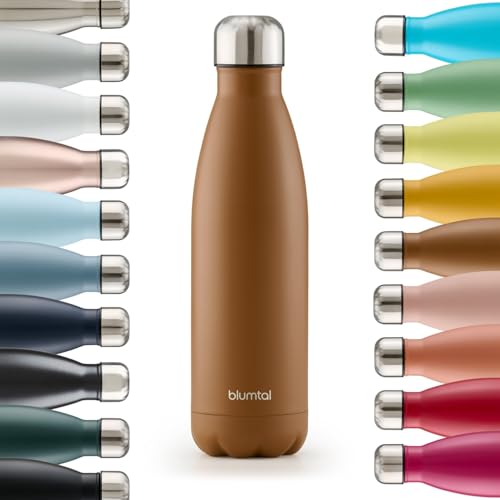 Blumtal® Trinkflasche Edelstahl Charles - Thermosflasche 1000 ml - BPA-freie Thermo Trinkflasche kalt&warm - auslaufsichere Trinkflasche Metall - Thermos Trinkflasche 1000 ml - Pumpkin Spice - Braun von Blumtal