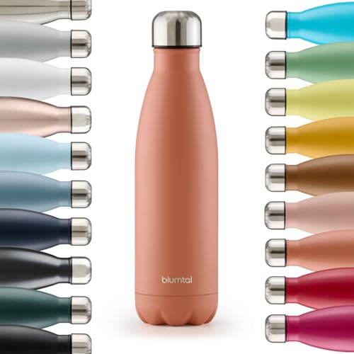 Blumtal® Trinkflasche Edelstahl Charles - Thermosflasche 350 ml - BPA-freie Thermo Trinkflasche kalt&warm - auslaufsichere Trinkflasche Metall - Thermos Trinkflasche 350 ml - Cameo Brown - Braun von Blumtal