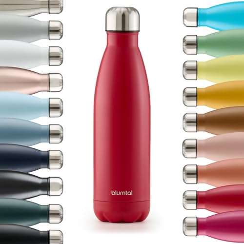 Blumtal® Trinkflasche Edelstahl Charles - Thermosflasche 350 ml - BPA-freie Thermo Trinkflasche kalt&warm - auslaufsichere Trinkflasche Metall - Thermos Trinkflasche - Trinkflasche Thermo - Rot von Blumtal