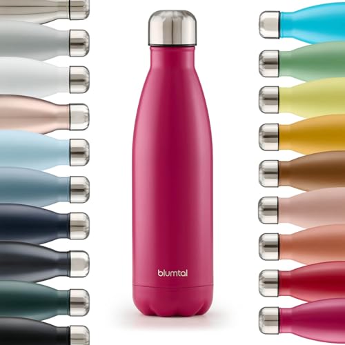 Blumtal® Trinkflasche Edelstahl Charles - Thermosflasche 500 ml - BPA-freie Thermo Trinkflasche kalt&warm - auslaufsichere Trinkflasche Metall - Thermos Trinkflasche - Flasche Metall - Berry - Pink von Blumtal