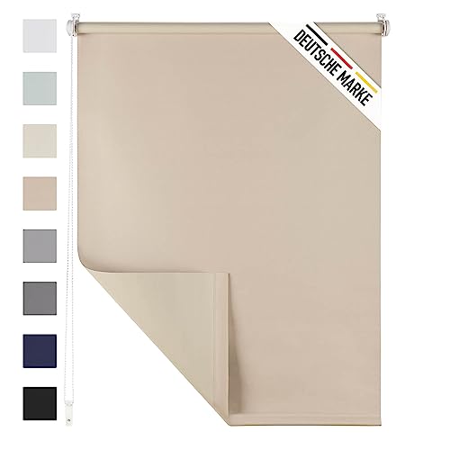 Blumtal - Verdunkelungsrollo ohne Bohren, 90 x 155 cm (x2) – Verdunkelungsrollo ohne Bohren – schnelle und einfache Montage mit Klemmfix-Halterung – Taupe von Blumtal