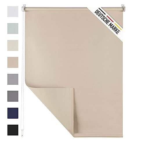 Blumtal Verdunklungsrollo 120 x 130-155 cm - Klemmfix Rollo ohne Bohren - Thermorollo Klemmfix - Fensterrollo Innen für Fenster und Türen - Klemmrollo - Fensterrollo - Sichtschutz Rollo in Taupe von Blumtal