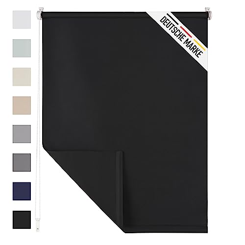 Blumtal Verdunklungsrollo 90 x 130-155 cm im 2er Set - Klemmfix Rollo ohne Bohren - Thermorollo Klemmfix - Fensterrollo Innen für Fenster und Türen - Klemmrollo - Sichtschutz Rollo in Schwarz Blumtal Verdunklungsrollo 90 x 130-155 cm im 2er Set - Klemmfix Rollo ohne Bohren - Thermorollo Klemmfix - Fensterrollo Innen für Fenster und Türen - Klemmrollo - Sichtschutz Rollo in Schwarz von Blumtal