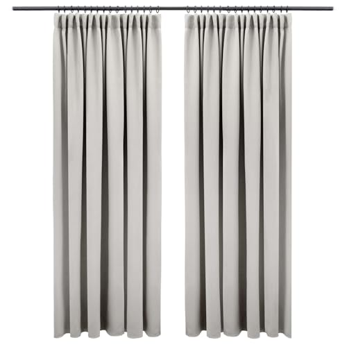 Blumtal Verdunklungsvorhänge Kräuselband 140x145 cm im 2er Set - Oeko-TEX zertifizierte Vorhänge Blickdicht - Thermovorhang Hitzeschutz - Curtains Blackout - Thermovorhang Kräuselband in Grau von Blumtal