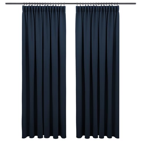 Blumtal Verdunklungsvorhänge Kräuselband 140x265 cm im 2er Set - Oeko-TEX zertifizierte Vorhänge Blickdicht - Thermovorhang Hitzeschutz - waschbare Vorhänge mit Kräuselband für Schiene in Dunkelblau Blumtal Verdunklungsvorhänge Kräuselband 140x265 cm im 2er Set - Oeko-TEX zertifizierte Vorhänge Blickdicht - Thermovorhang Hitzeschutz - waschbare Vorhänge mit Kräuselband für Schiene in Dunkelblau von Blumtal