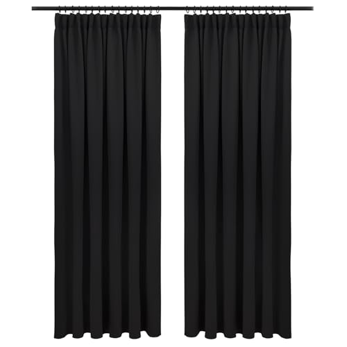 Blumtal Verdunklungsvorhänge Kräuselband 225x140 cm im 2er Set - Oeko-TEX zertifizierte Vorhänge Blickdicht - Verdunklungsvorhang - waschbare Vorhänge mit Kräuselband für Schiene in Schwarz von Blumtal