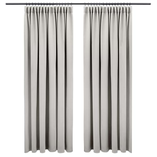 Blumtal Verdunklungsvorhänge Kräuselband 265x140 cm im 2er Set - Oeko-TEX zertifizierte Vorhänge Blickdicht - Verdunklungsvorhang - waschbare Vorhänge mit Kräuselband für Schiene in Grau von Blumtal