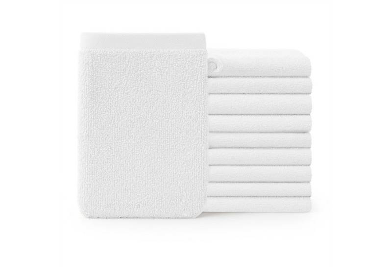 Blumtal Waschhandschuh 10er Set aus Frottee 15x20 cm - weich und saugstark, (Set), mit modischer Bordüre und praktischer Aufhängeschlaufe, 100% Baumwolle von Blumtal