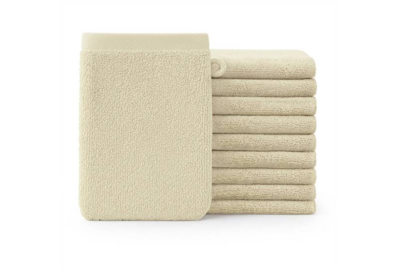 Blumtal Waschhandschuh 10er Set aus Frottee 15x20 cm - weich und saugstark, (Set), mit modischer Bordüre und praktischer Aufhängeschlaufe, 100% Baumwolle von Blumtal