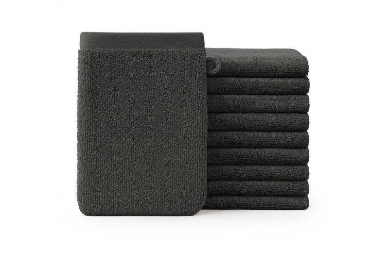 Blumtal Waschhandschuh 10er Set aus Frottee 15x20 cm - weich und saugstark, (Set), mit modischer Bordüre und praktischer Aufhängeschlaufe, 100% Baumwolle von Blumtal