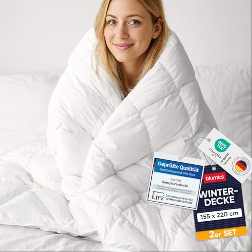 Blumtal Winterdecke 155x220 cm im 2er Set - Oeko-TEX zertifizierte Bettdecke 155x200 cm - extra Dicke Winter Decke - Steppdecke Winter - Steppbettdecke waschbar 95 °C - Füllmenge 150 GSM Blumtal Winterdecke 155x220 cm im 2er Set - Oeko-TEX zertifizierte Bettdecke 155x200 cm - extra Dicke Winter Decke - Steppdecke Winter - Steppbettdecke waschbar 95 °C - Füllmenge 150 GSM von Blumtal