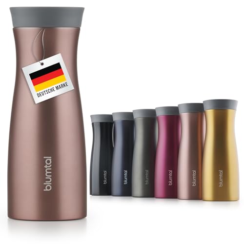 Blumtal Thermobecher 380 ml - Kaffeebecher to go aus Edelstahl - auslaufsicherer Isolierbecher kalt/heiß - Mug mit 360° Trinköffnung - Thermosbecher mit Quick-Press-Verschluss - Coffee Mug - Rosa von Blumtal