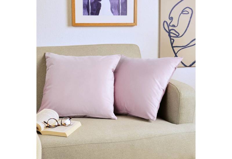 Blumtal Kissenbezug 2er Set - dekorativer Samt Kissenbezug mit verstecktem Reißverschluss, Kissenhülle für Zierkissen, waschbar von Blumtal