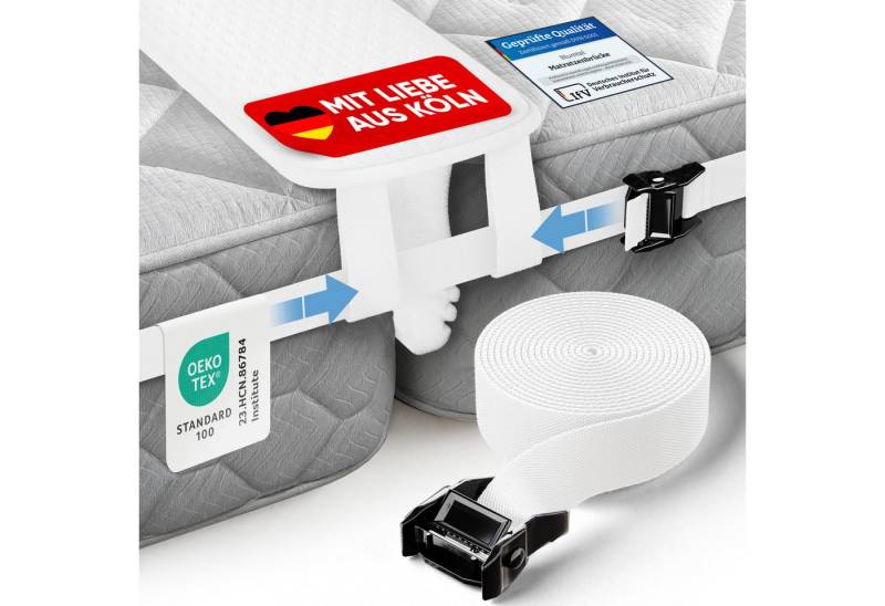 Matratzenkeil Matratzenkeil Ritzenfüller Oeko-TEX zert. Lückenfüller Matratze Blumtal, Rutschsicher mit optionalen Spanngurt-Set von Blumtal