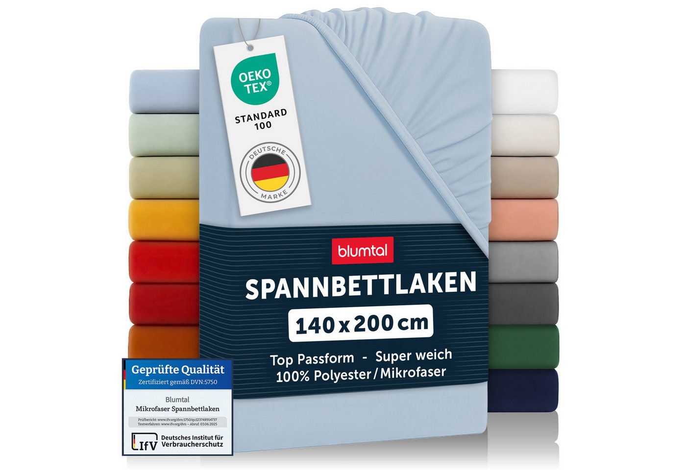 Blumtal Spannbettlaken Bettlaken aus Mikrofaser OEKO-TEX® zertifiziertes Laken, Mikrofaser, Gummizug: rundum, (2 Stück), Oeko-TEX® Zertifiziert von Blumtal