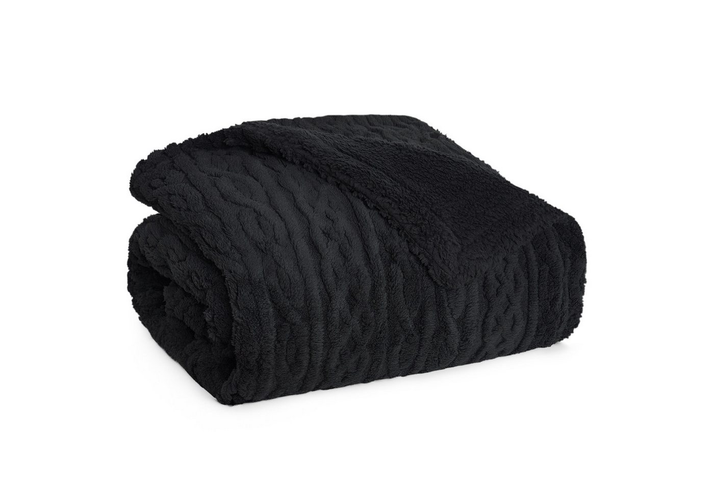 Wohndecke Oeko-TEX zertifizierte waschbare Wohn- & Kuscheldecke, Blumtal, mit weicher Sherpa-Innenseite von Blumtal