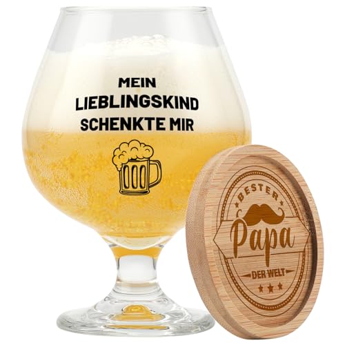 Blumuze Papa Geschenke Geburtstag,Personalisiert Bierglas mit Untersetzer Geschenke für Papa, Vatertagsgeschenk Geburtstagsgeschenk für Papa, Geschenke für Papa Weihnachten Vatertag 17OZ von Blumuze