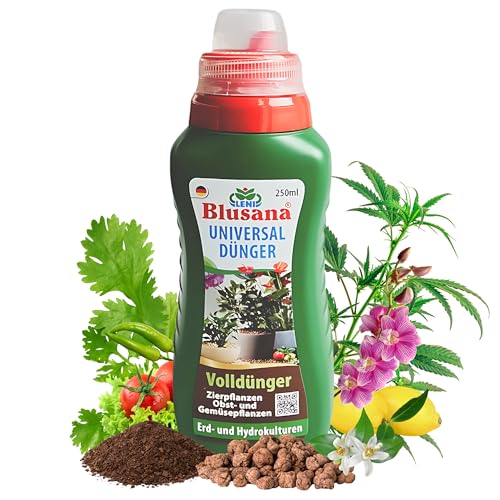 Blusana Premium Universal Flüssigdünger NPK Dünger 6-3-6 für Zierpflanzen Obst- und Gemüse Hydrokultur Erde Hydroponik mineralischer Volldünger (250 ml - 1 Flasche) von Blusana