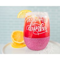 Designated Trinker Glitter Weinglas | Lustiges Benutzerdefinierte Geburtstags-Weinglas Unpassendes Geschenk Für Sie von BlushandBoldCo