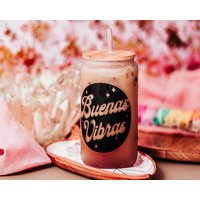 Eiskaffeetasse | Kaffee Bierdosenglas Cafecito Glas Tasse Eiskaffeeglas Good Vibes Only Eiskaffee Becher von BlushandBoldCo