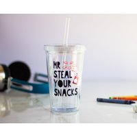 Mr Steal Your Snacks Kleinkind Becher | Mini Kinderbecher Kinder Trinkbecher Mit Trinkhalm Geburtstagsgeschenk von BlushandBoldCo