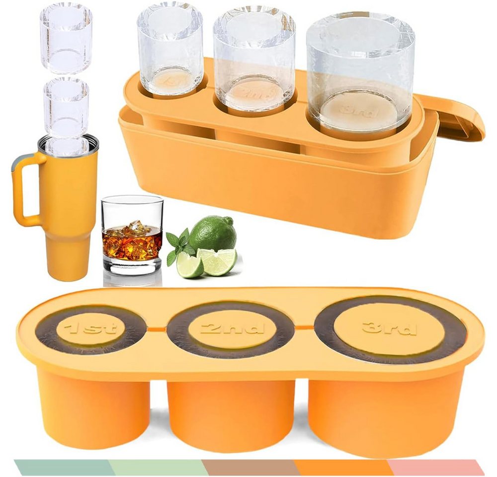 Blusmart Eiswürfelform Zylinderförmige Silikon-Eisform mit Deckel, (3 Fach Eiswürfelbehälter), Für Stanley 30/40 Oz Tumbler Cups von Blusmart