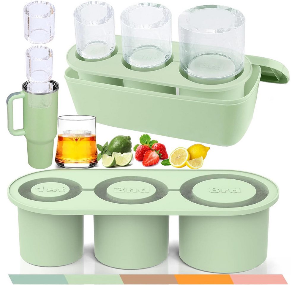 Blusmart Eiswürfelform Zylinderförmige Silikon-Eisform mit Deckel, (3 Fach Eiswürfelbehälter), Für Stanley 30/40 Oz Tumbler Cups von Blusmart
