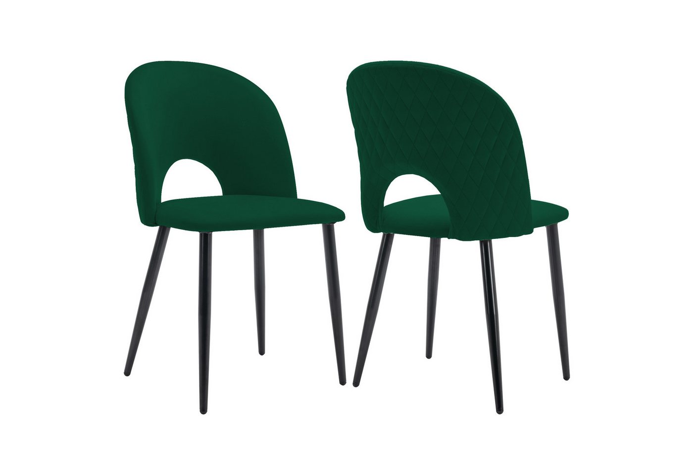 Blusmart Esszimmerstuhl Polsterstuhl Design Stuhl mit Rückenlehne (Sitzfläche aus Samt Gestell aus Metall, 2 St), Verstellbare Füße,Diamantmuster auf der Rückseite von Blusmart