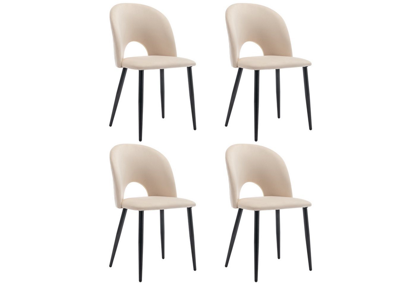 Blusmart Esszimmerstuhl Polsterstuhl Design Stuhl mit Rückenlehne (Sitzfläche aus Samt Gestell aus Metall, 4 St), Verstellbare Füße,Diamantmuster auf der Rückseite von Blusmart
