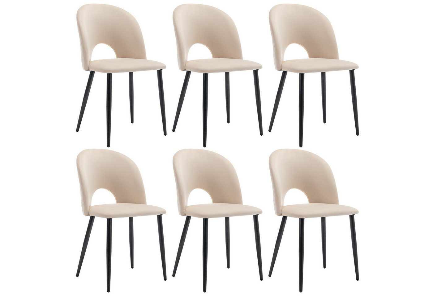 Blusmart Esszimmerstuhl Polsterstuhl Design Stuhl mit Rückenlehne (Sitzfläche aus Samt Gestell aus Metall, 6 St), Verstellbare Füße,Diamantmuster auf der Rückseite von Blusmart