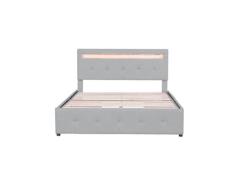 Blusmart Polsterbett Polsterbett 140 x 200 cm (Mit LED und Tragebox, Mit Kopfteil und 4 Schubladen Matratze nicht im Lieferumfang enthalten), Kinderbetten, Jugendbetten, Gästebetten von Blusmart