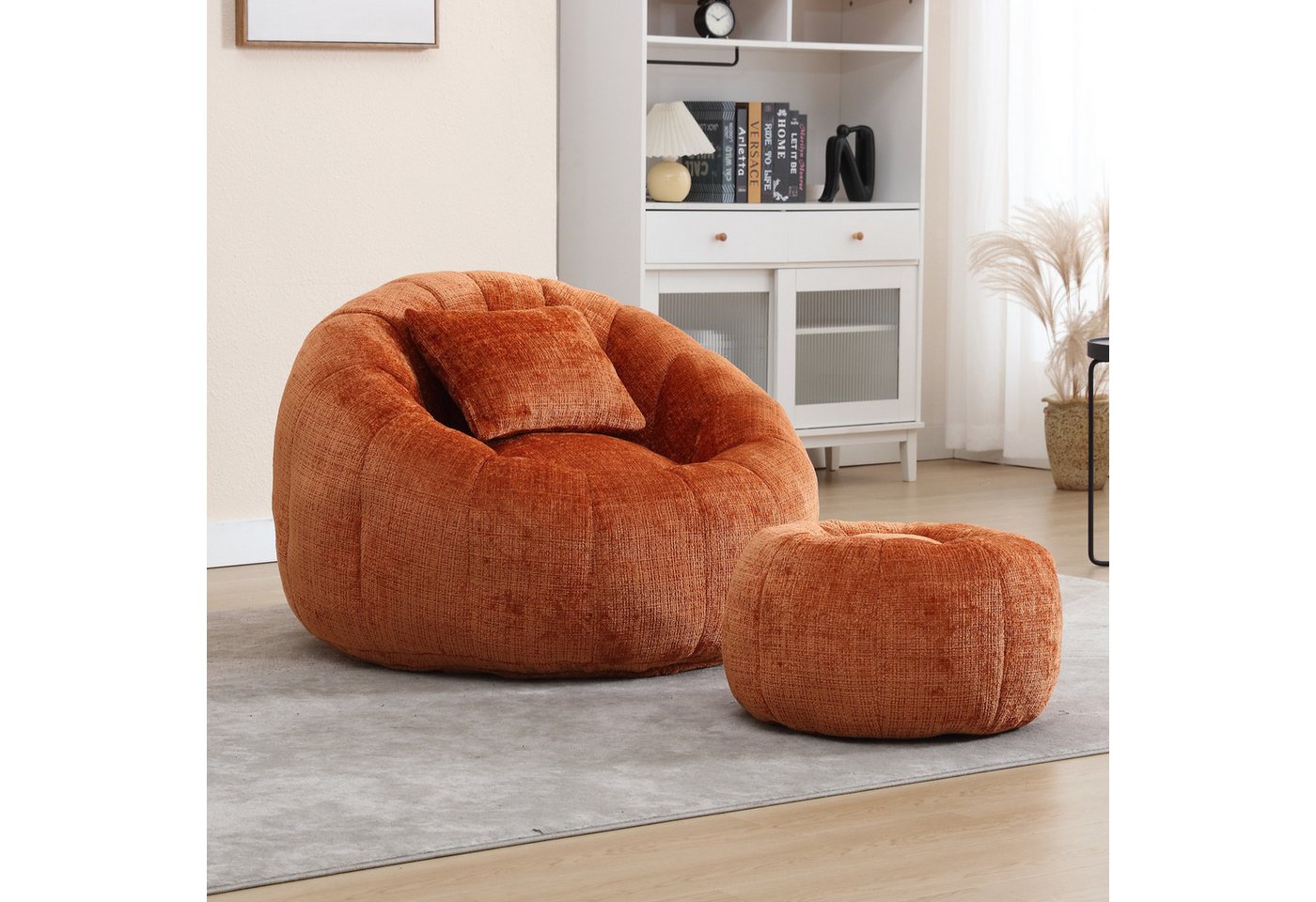 Blusmart Sitzsack Bequemer runder drehbarer Sitzsack-Stuhl (360°-freie Rotation super weiche Couch, Hoher Dichte Memory-Schaum gefüllter), Für Wohnzimmer, Schlafzimmer Feature Sitzsack-Sofa von Blusmart