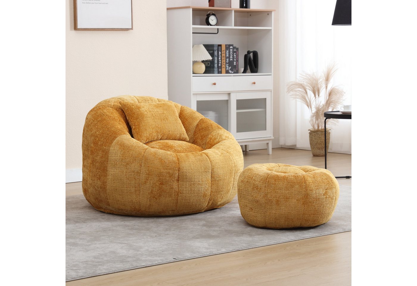 Blusmart Sitzsack Bequemer runder drehbarer Sitzsack-Stuhl (360°-freie Rotation super weiche Couch, Hoher Dichte Memory-Schaum gefüllter), Für Wohnzimmer, Schlafzimmer Feature Sitzsack-Sofa von Blusmart