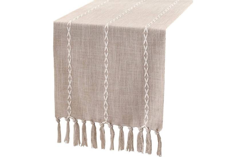 Blusmart Tischläufer Klassische Tischfahne im nordischen Stil (Tischdecke mit Quasten im Boho-Landhausstil 1-tlg, Handgefertigte Quasten, waschbar), Geeignet als Tischdekoration von Blusmart